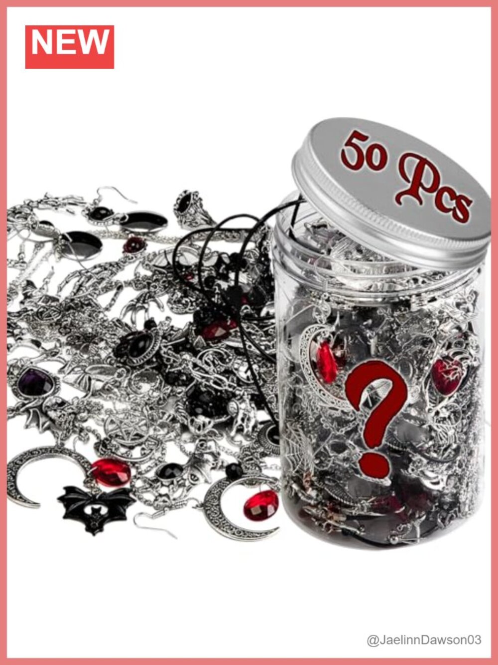 Gothic Jewelry Set 50pc Punk Necklaces Earrings Rings Bracelets